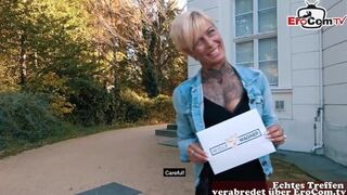 Λεπτή Γερμανίδα ξανθιά έφηβος παίρνει το πρωινό ημερομηνία απροσδόκητη σκατά